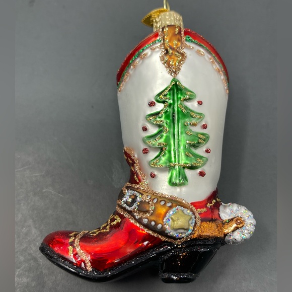 OLD WORLD CHRISTMAS: Cowboy Boot Ornament. With original box - Picture 2 of 7